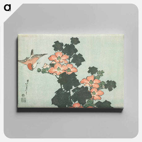 アートパネル-Hibiscus and Sparrow - 葛飾 北斎 Canvas.