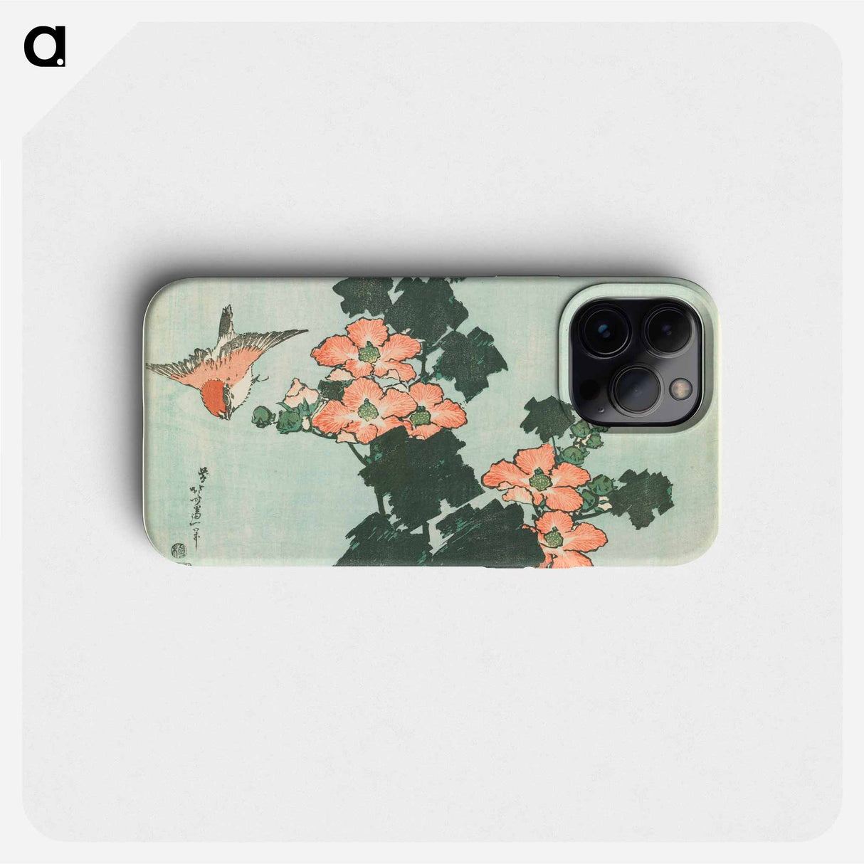 Hibiscus and Sparrow - Katsushika Hokusai Phone Case.