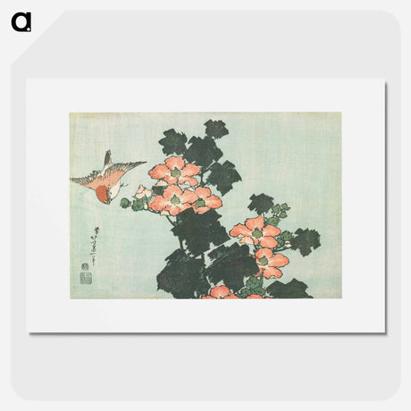 アートポスター-Hibiscus and Sparrow - 葛飾 北斎 Poster.