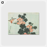アートポストカード-Hibiscus and Sparrow - 葛飾 北斎 Postcard.