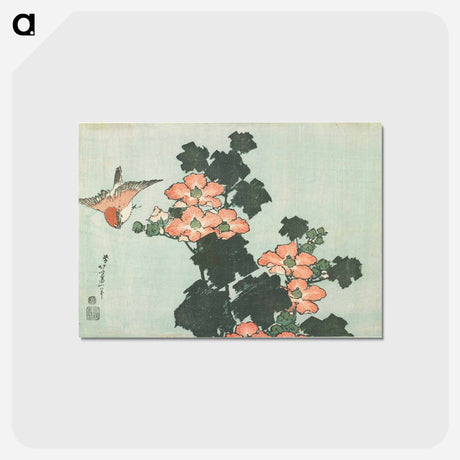 アートポストカード-Hibiscus and Sparrow - 葛飾 北斎 Postcard.