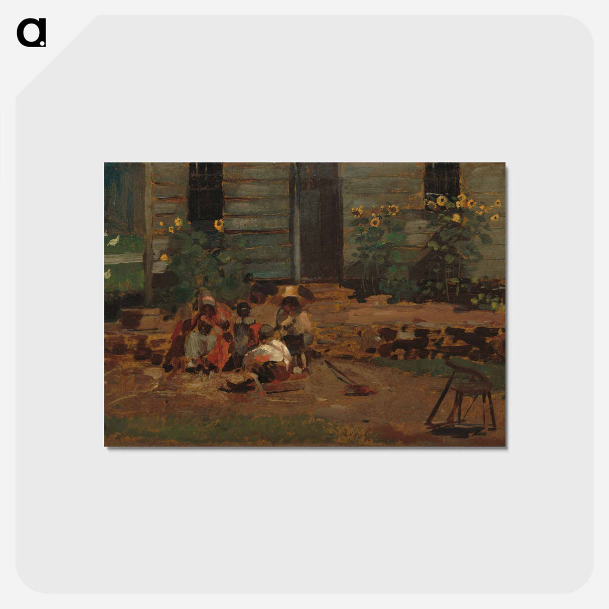 アートポストカード-Sketch of a Cottage Yard - ウィンスロー ホーマー Postcard.