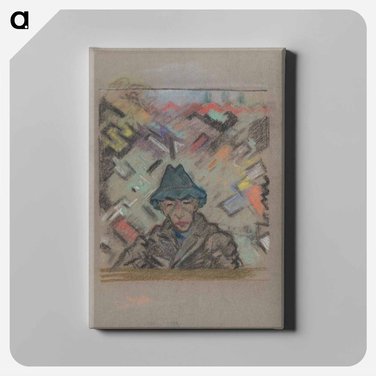 Bust of a man in a hat with decorative background - アーノルド ピーター ワイズ クビンチャン Canvas.