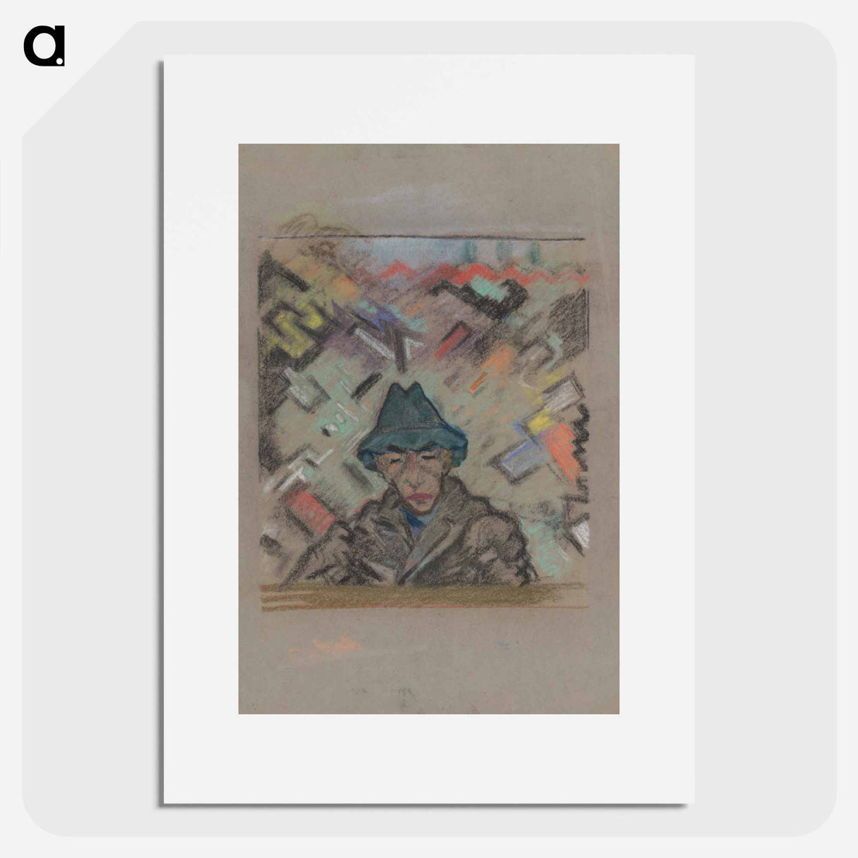 Bust of a man in a hat with decorative background - アーノルド ピーター ワイズ クビンチャン Poster.