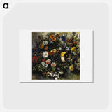 アートポストカード-Bouquet of Flowers - ウジェーヌ ドラクロワ Postcard.