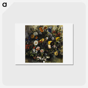 アートポストカード-Bouquet of Flowers - ウジェーヌ ドラクロワ Postcard.
