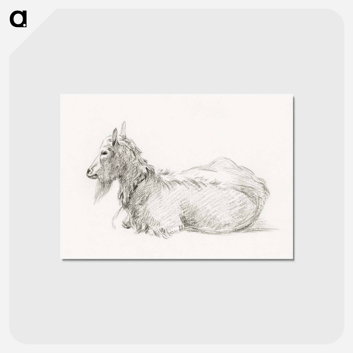 アートポストカード-Lying goat - ジャン ベルナール Postcard.