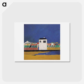 アートポストカード-Landscape with White House - カジミール マレーヴィチ Postcard.