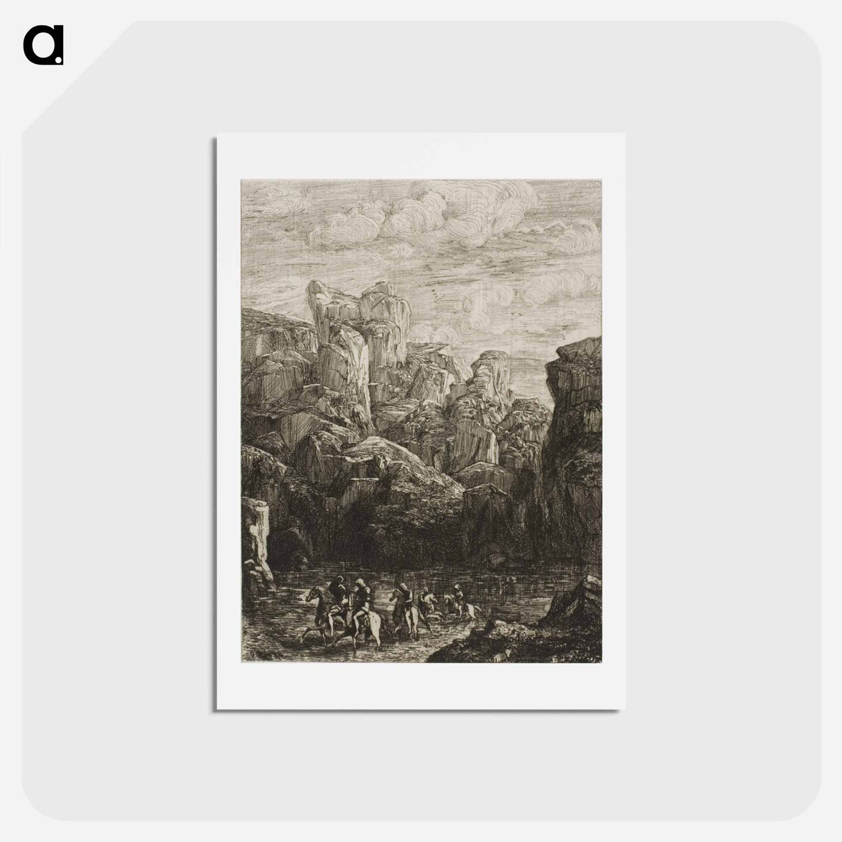 アートポストカード-The Ford: Landscape with Horsemen - オディロン ルドン Postcard.