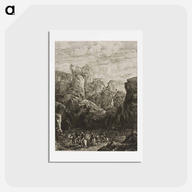 アートポストカード-The Ford: Landscape with Horsemen - オディロン ルドン Postcard.