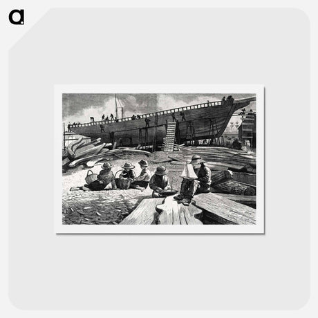 アートポストカード-Ship-Building, Gloucester Harbor - ウィンスロー ホーマー Postcard.