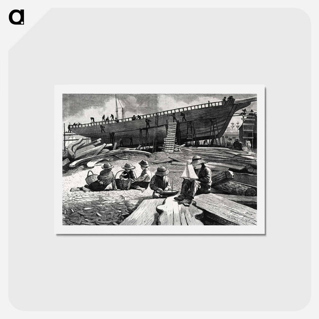 アートポストカード-Ship-Building, Gloucester Harbor - ウィンスロー ホーマー Postcard.