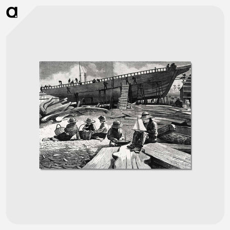 アートポストカード-Ship-Building, Gloucester Harbor - ウィンスロー ホーマー Postcard.