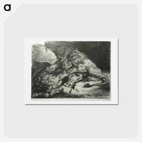アートポストカード-Lion devouring an Arab horse - ウジェーヌ ドラクロワ Postcard.