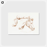 アートポストカード-Head of a horse with blinkers - ジャン ベルナール Postcard.
