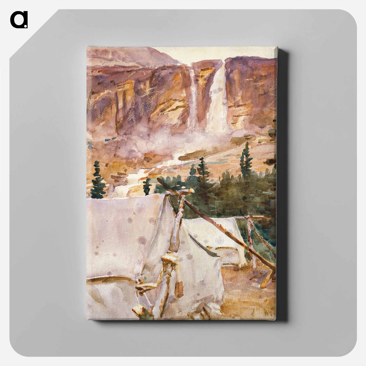 Camp and Waterfall - John Singer Sargent Canvas.