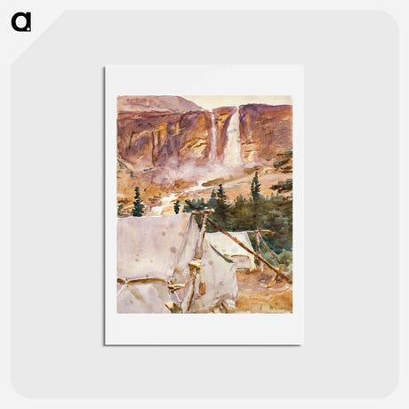 アートポストカード-Camp and Waterfall - ジョン シンガー サージェント Postcard.