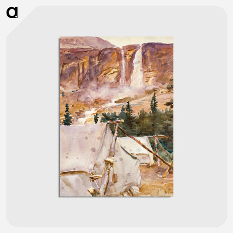 アートポストカード-Camp and Waterfall - ジョン シンガー サージェント Postcard.