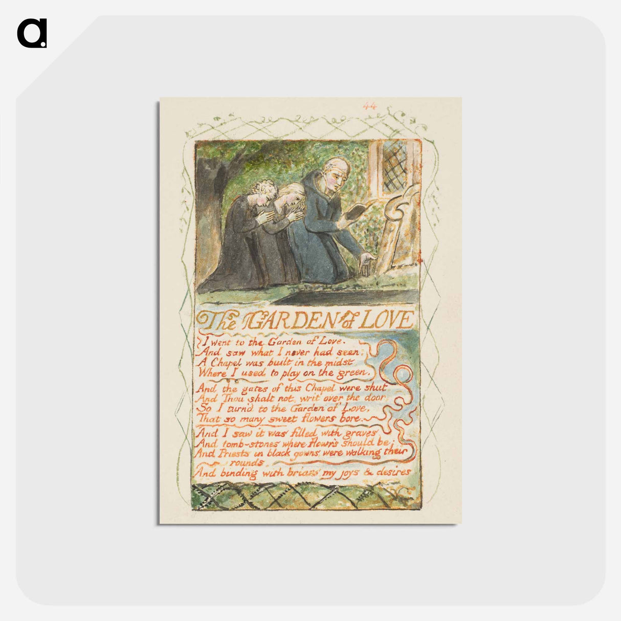 アートポストカード-Songs of Innocence and of Experience: The Garden of Love - ウィリアム ブレイク Postcard.