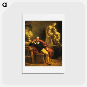 アートポストカード-Michelangelo in his Studio - ウジェーヌ ドラクロワ Postcard.