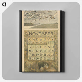 アートパネル-Kalenderblad voor november 1912 met meeuwen en konijnen - テオ ヴァン ホイテマ Canvas.