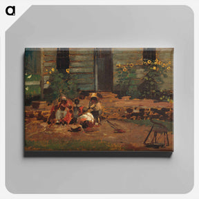 アートパネル-Sketch of a Cottage Yard - ウィンスロー ホーマー Canvas.