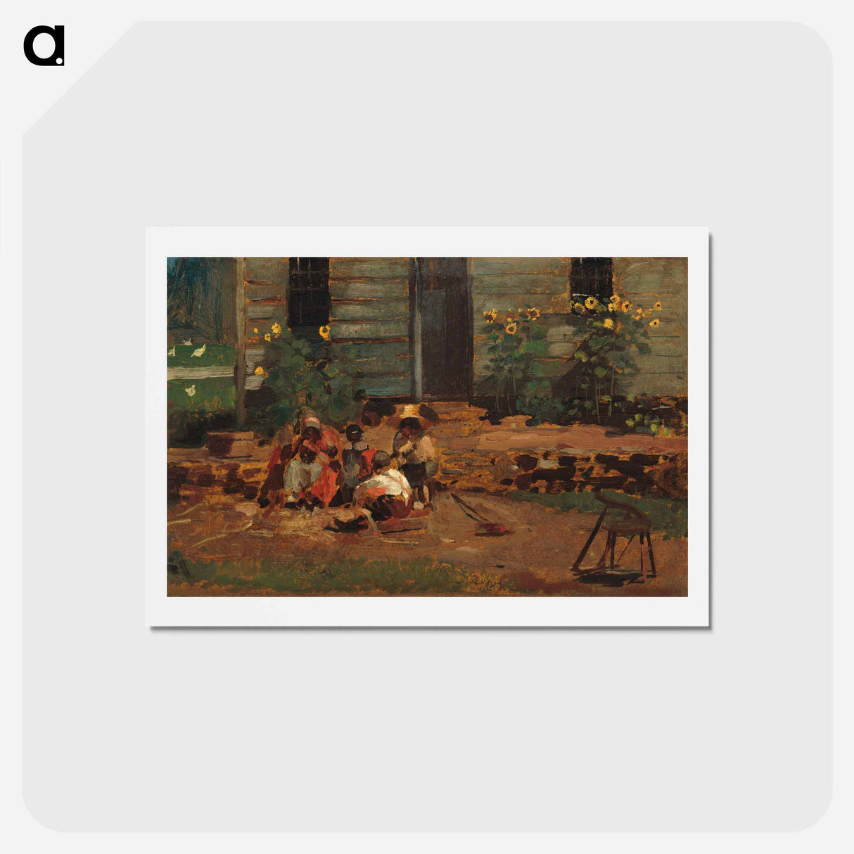 アートポストカード-Sketch of a Cottage Yard - ウィンスロー ホーマー Postcard.