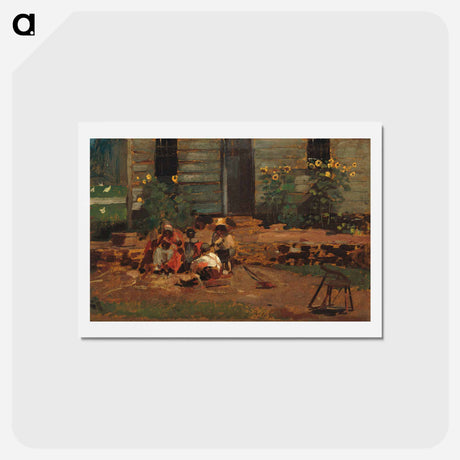 アートポストカード-Sketch of a Cottage Yard - ウィンスロー ホーマー Postcard.