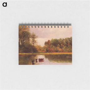 アートメモ帳-Cows Watering in a Landscape - アルバート ビアスタット Memo.