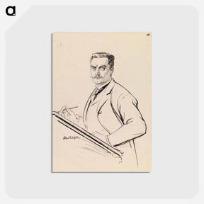 アートポストカード-Self-portrait at the desk - アルバート エーデルフェルト Postcard.