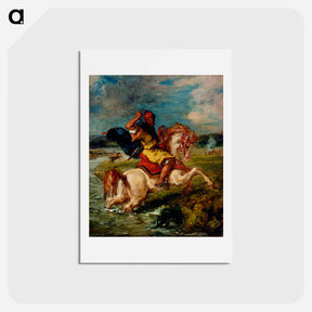 アートポストカード-Moroccan Horseman Crossing a Ford - ウジェーヌ ドラクロワ Postcard.