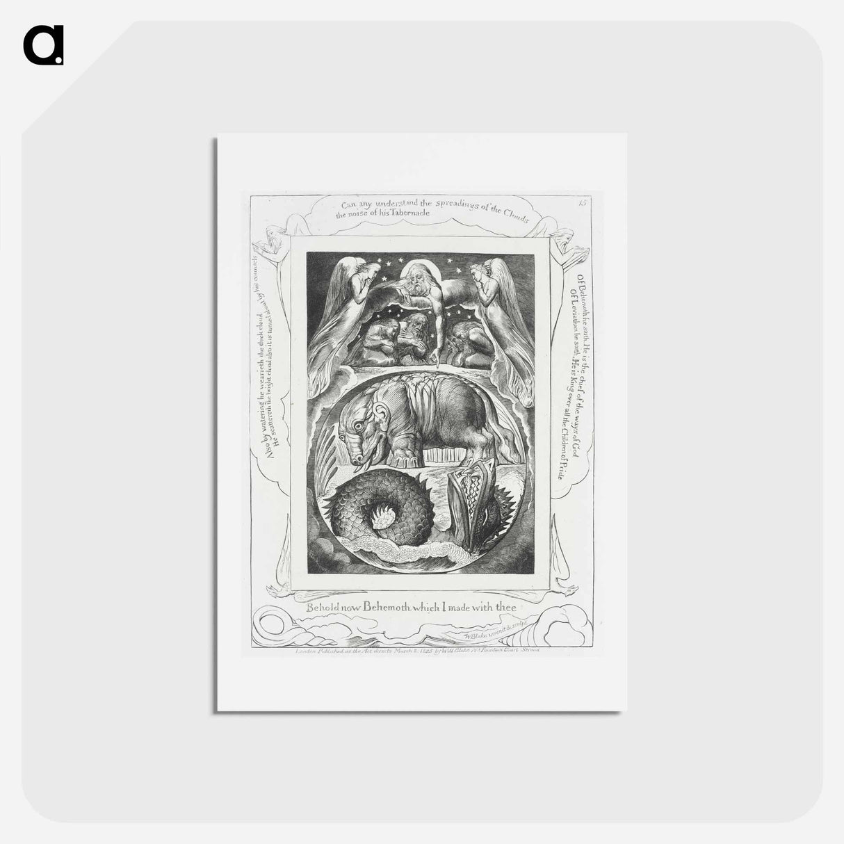 アートポストカード-Behemoth and Leviathan - ウィリアム ブレイク Postcard.