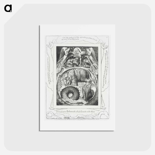 アートポストカード-Behemoth and Leviathan - ウィリアム ブレイク Postcard.