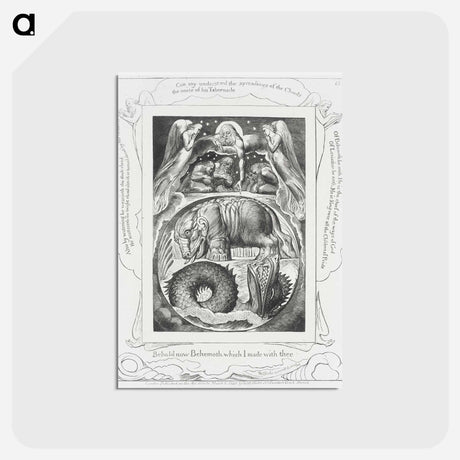 アートポストカード-Behemoth and Leviathan - ウィリアム ブレイク Postcard.