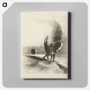 アートパネル-Beneath the Wing of a Shadow the Black Creature was Biting Energetically - オディロン ルドン Canvas.
