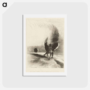アートポストカード-Beneath the Wing of a Shadow the Black Creature was Biting Energetically - オディロン ルドン Postcard.
