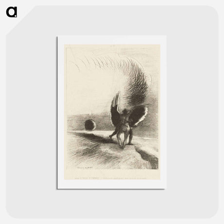 アートポストカード-Beneath the Wing of a Shadow the Black Creature was Biting Energetically - オディロン ルドン Postcard.