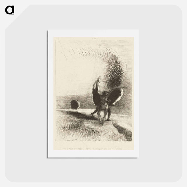 アートポストカード-Beneath the Wing of a Shadow the Black Creature was Biting Energetically - オディロン ルドン Postcard.