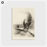 アートポストカード-Beneath the Wing of a Shadow the Black Creature was Biting Energetically - オディロン ルドン Postcard.