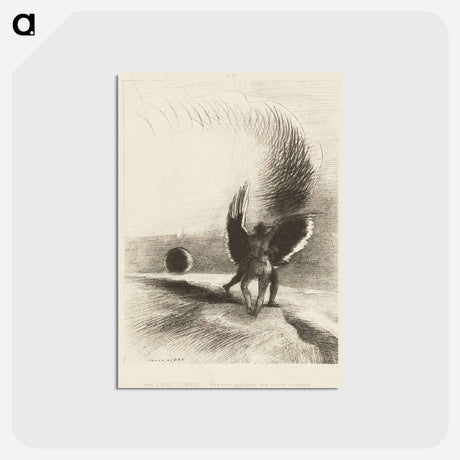 アートポストカード-Beneath the Wing of a Shadow the Black Creature was Biting Energetically - オディロン ルドン Postcard.