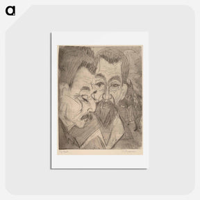 アートポストカード-Two Peasant Heads - エルンスト ルートヴィヒ キルヒナー Postcard.