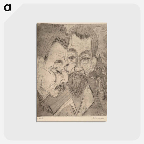 アートポストカード-Two Peasant Heads - エルンスト ルートヴィヒ キルヒナー Postcard.