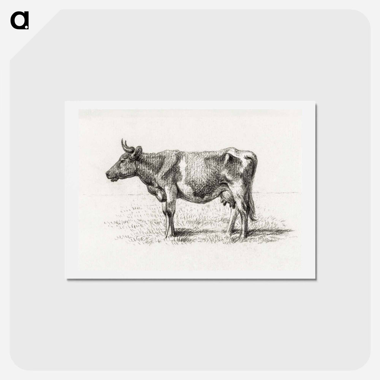 アートポストカード-Standing cow - ジャン ベルナール Postcard.