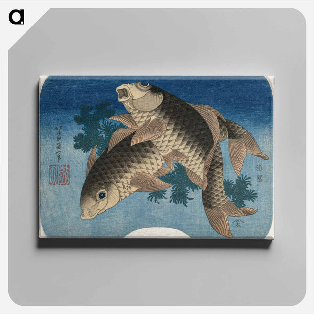 アートパネル-Hokusai's Carp Swimming by Water Weeds - 葛飾 北斎 Canvas.