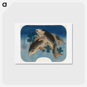 アートポストカード-Hokusai's Carp Swimming by Water Weeds - 葛飾 北斎 Postcard.