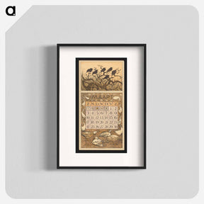 アートポスター-Kalenderblad voor maart 1912 met spreeuwen in een boom - テオ ヴァン ホイテマ Poster.