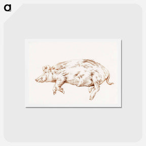 アートポストカード-Lying pig - ジャン ベルナール Postcard.