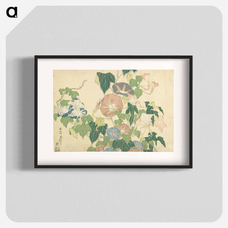 アートポスター-Morning Glories and Tree Frog - 葛飾 北斎 Poster.