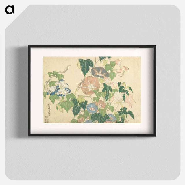アートポスター-Morning Glories and Tree Frog - 葛飾 北斎 Poster.
