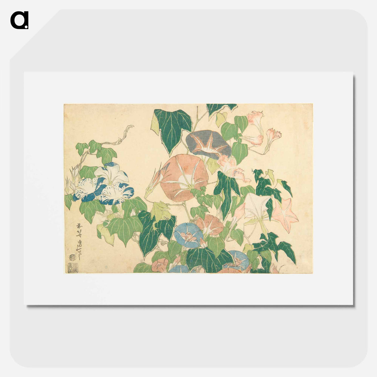 Morning Glories and Tree Frog - 葛飾 北斎 Poster.